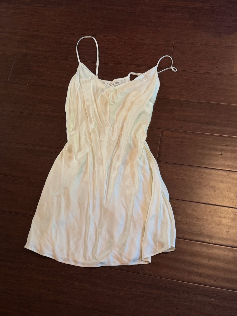 Lola Grace White Satin Slip Dress with Adjustable Straps